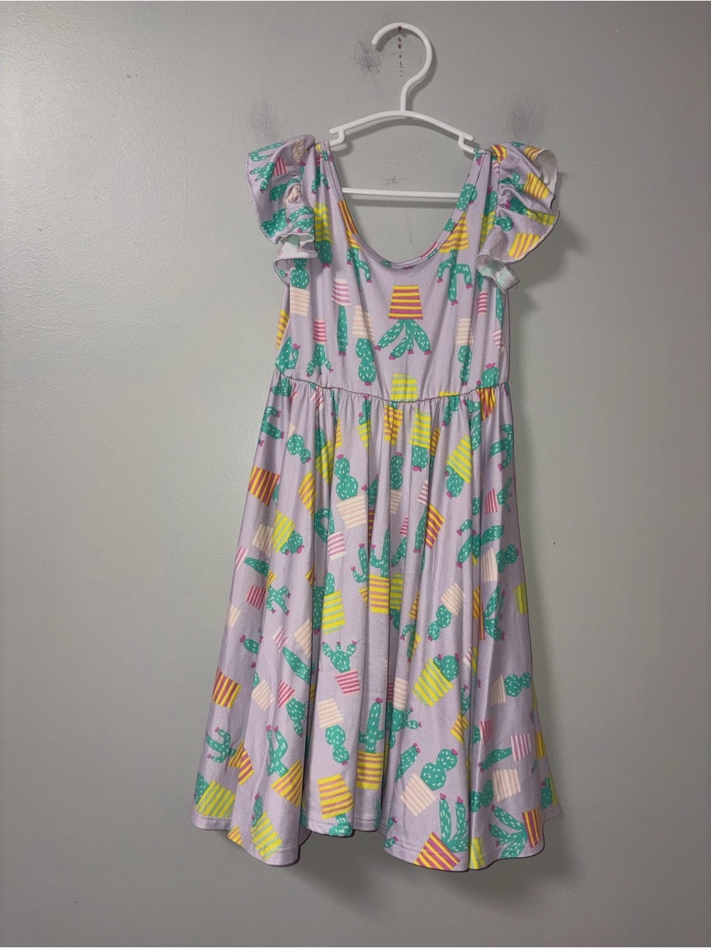 Dot Dot Smile Lavender Empire Dress Potted Cactus Print Twirl & Flutter 5/6